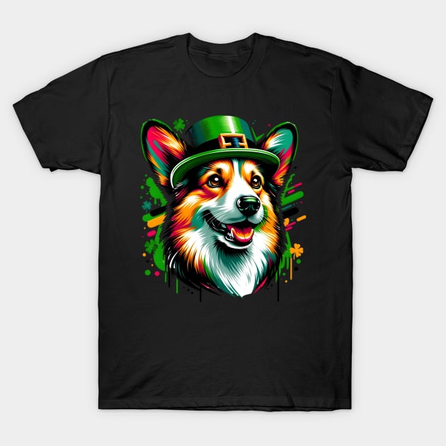 Cardigan Welsh Corgi in Saint Patrick's Day Festivity T-Shirt by ArtRUs